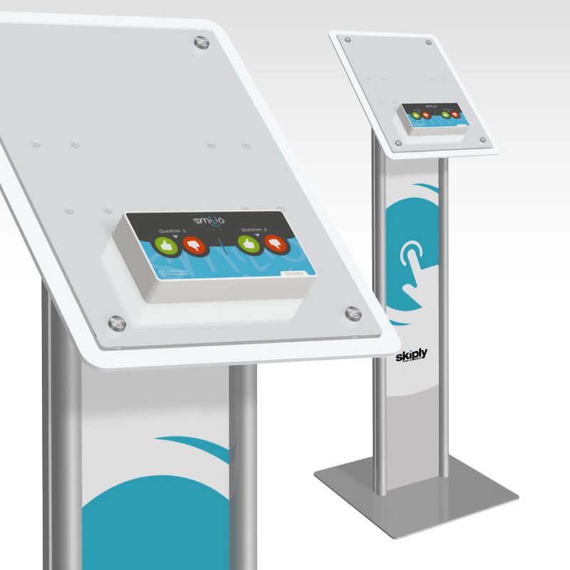 Skiply, présentoir de sol personnalisable pour bornes de sondage Smilio