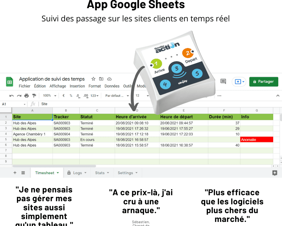 pointage et suivi des temps avec Google Sheets