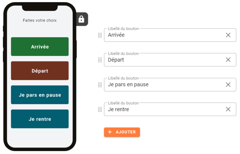 Interface de la pointeuse virtuelle par QR code