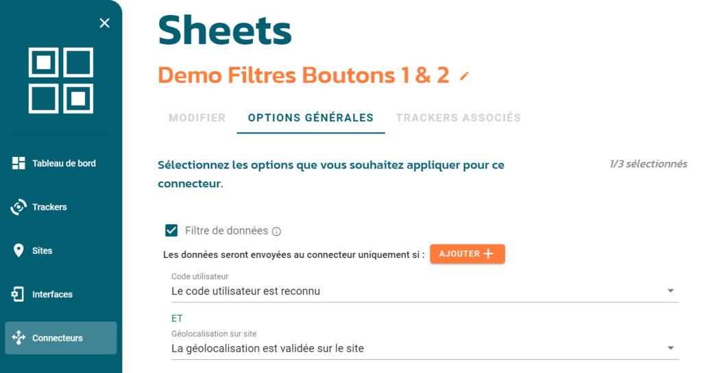 Filtres pour les connecteurs Ubiqod