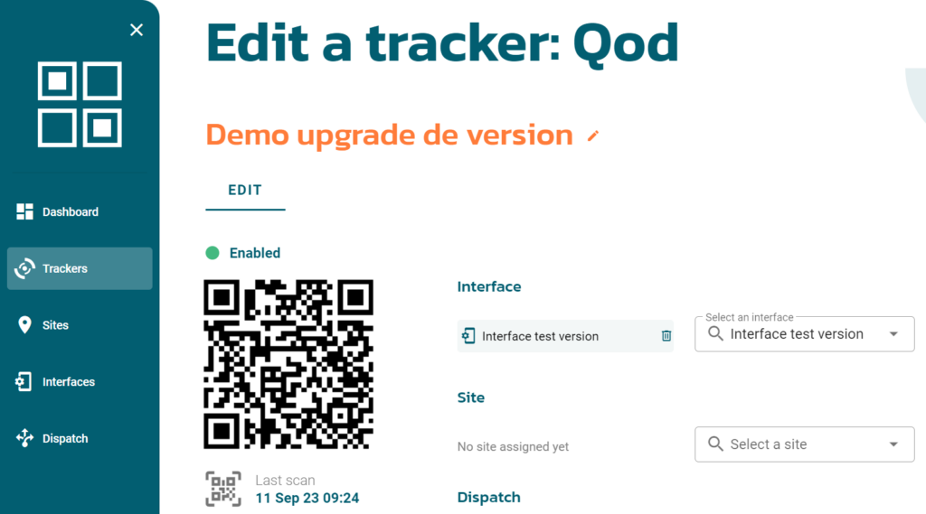 New screen for tracker pages on Ubiqod platform