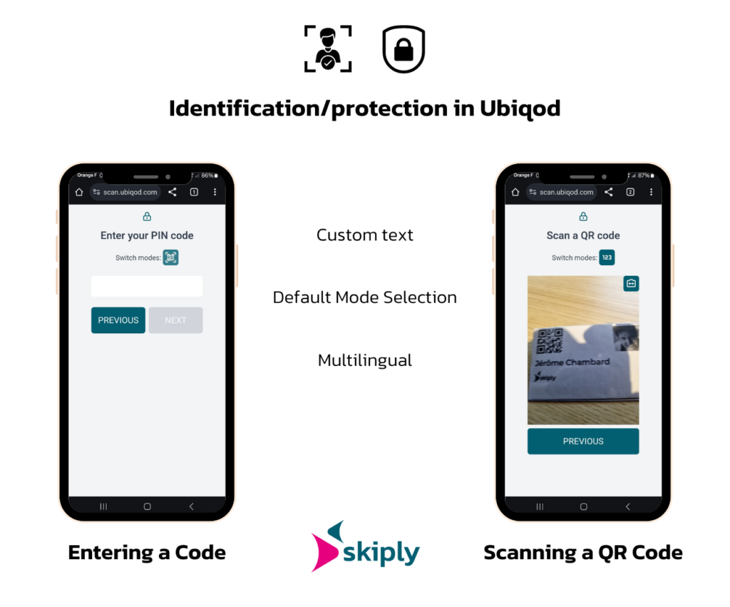 Identification of staff on the field with QR codes and PIN codes