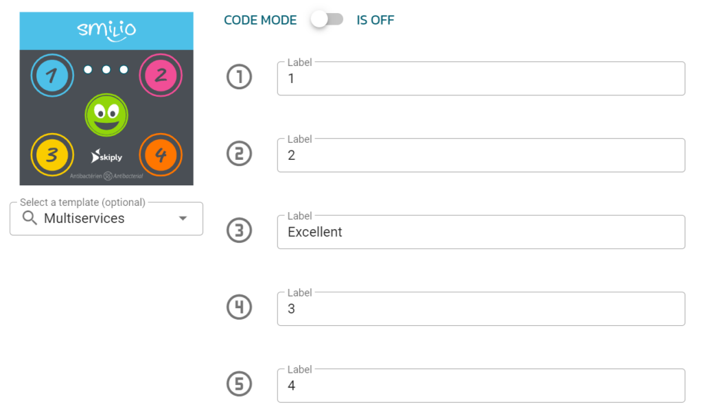 Interface for Smilio A connected button