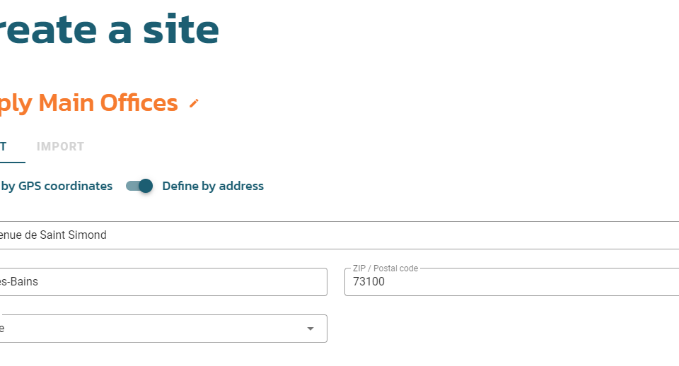 Create a site by address