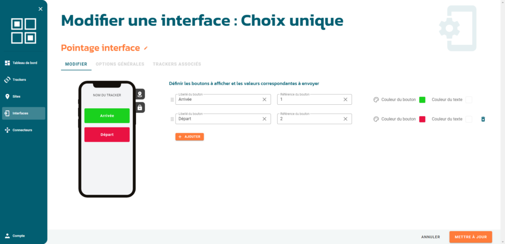 Editer l'interface de pointage