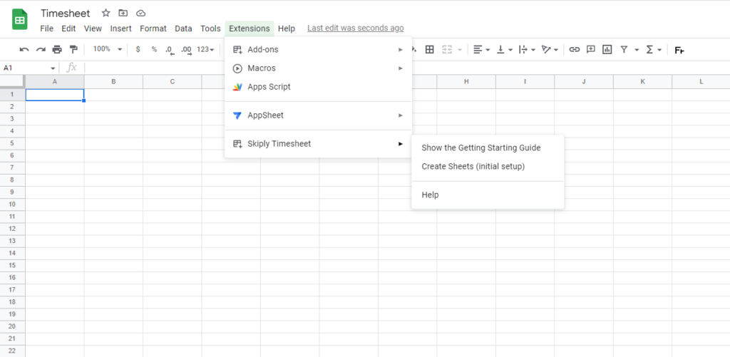 Add Skiply Timesheet to your Google Sheets