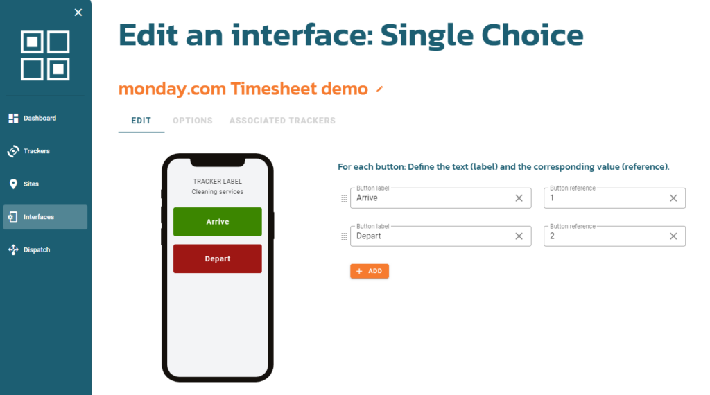 QR code interface for Attendance tracking