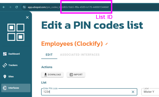Retrieve PIN codes / Badges list ID in Ubiqod