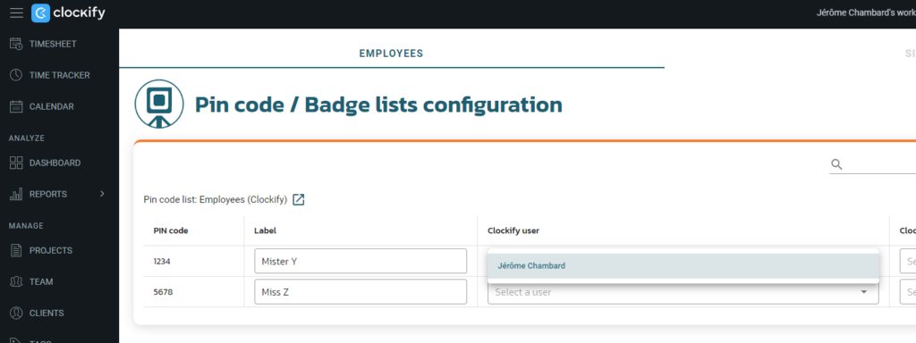 How to map PIN codes to employees IDs