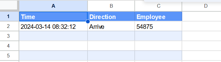 First Clock In with Google Timesheet