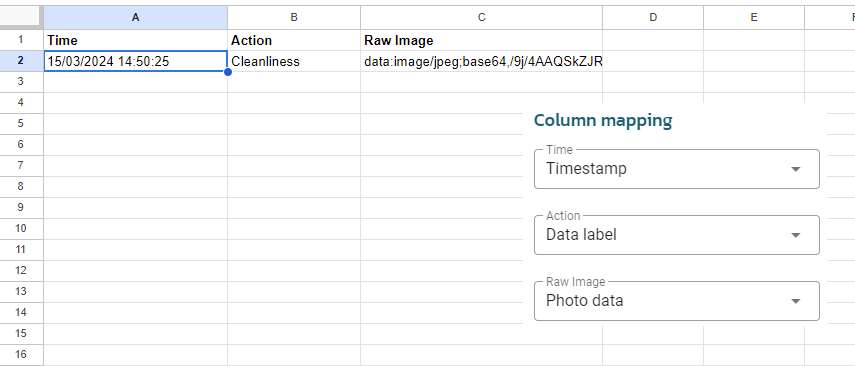 Column mapping and Google Sheets template for pictures