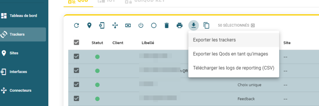 Export en masse des trackers pour gravure des pucs NFC