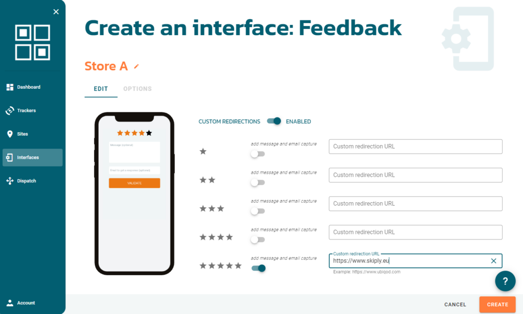 QR code survey interface