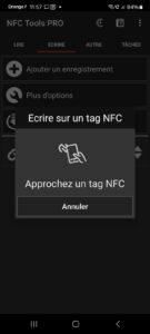 Ecriture (encodage) du tag NFC