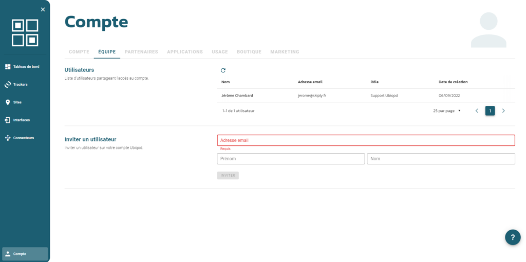 Gestion des équipes et des utilisateurs dans Ubiqod