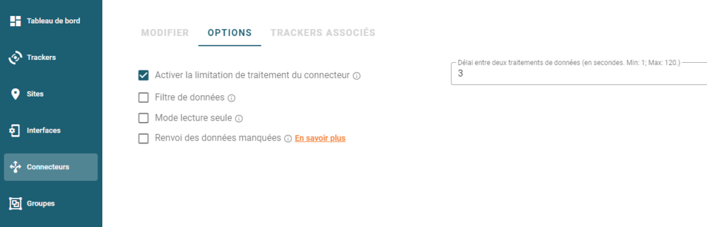 Délais entre les envois pour les connecteurs